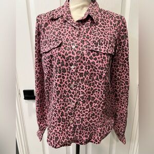 NWT Kut From The Cloth Pink Leopard Long Sleeve Blouse Sz S